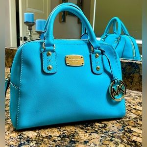 Michael Kors Satchel Bag Purse Removable Crossbody Rare Aqua Color Preloved
